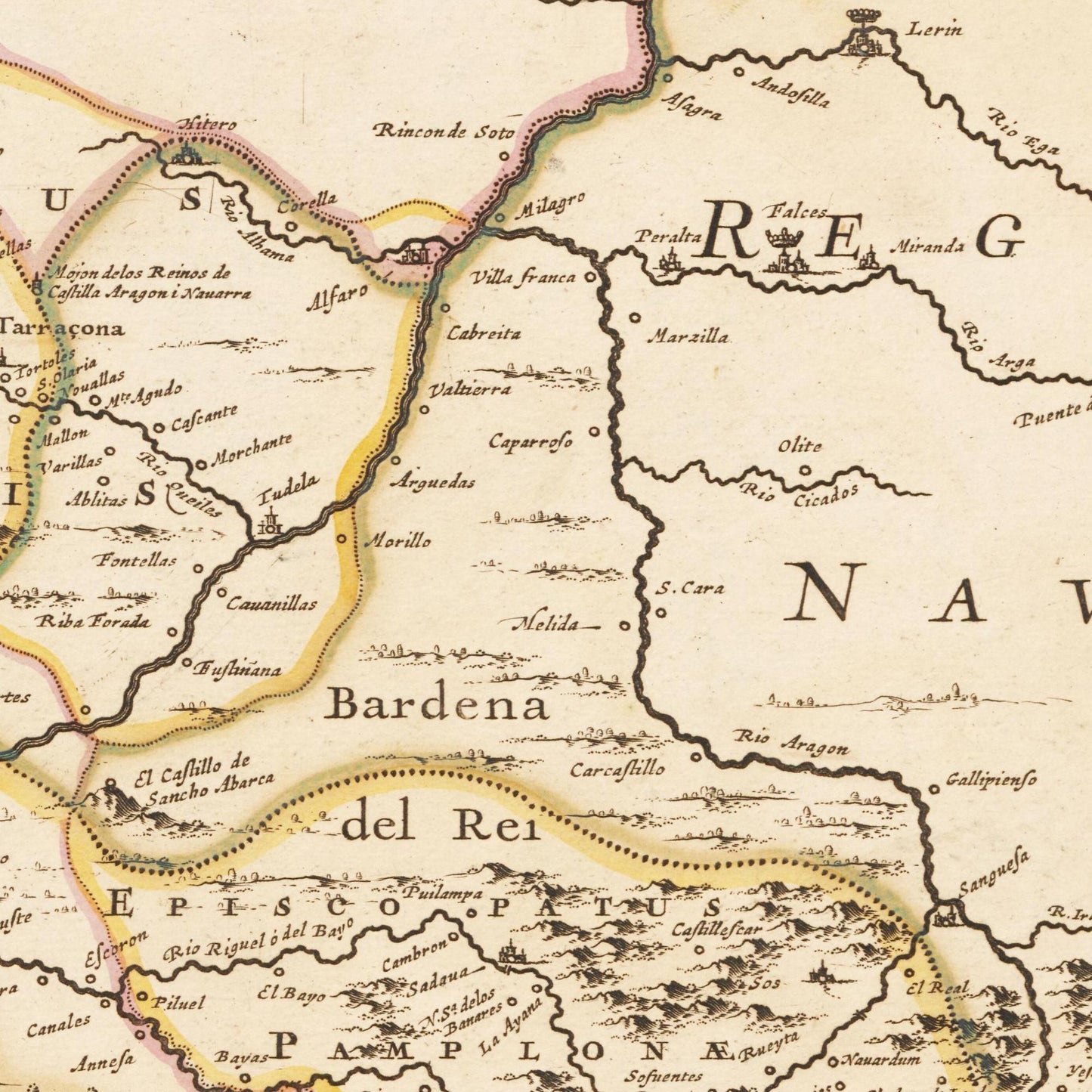 Historische Landkarte Aragonien um 1698