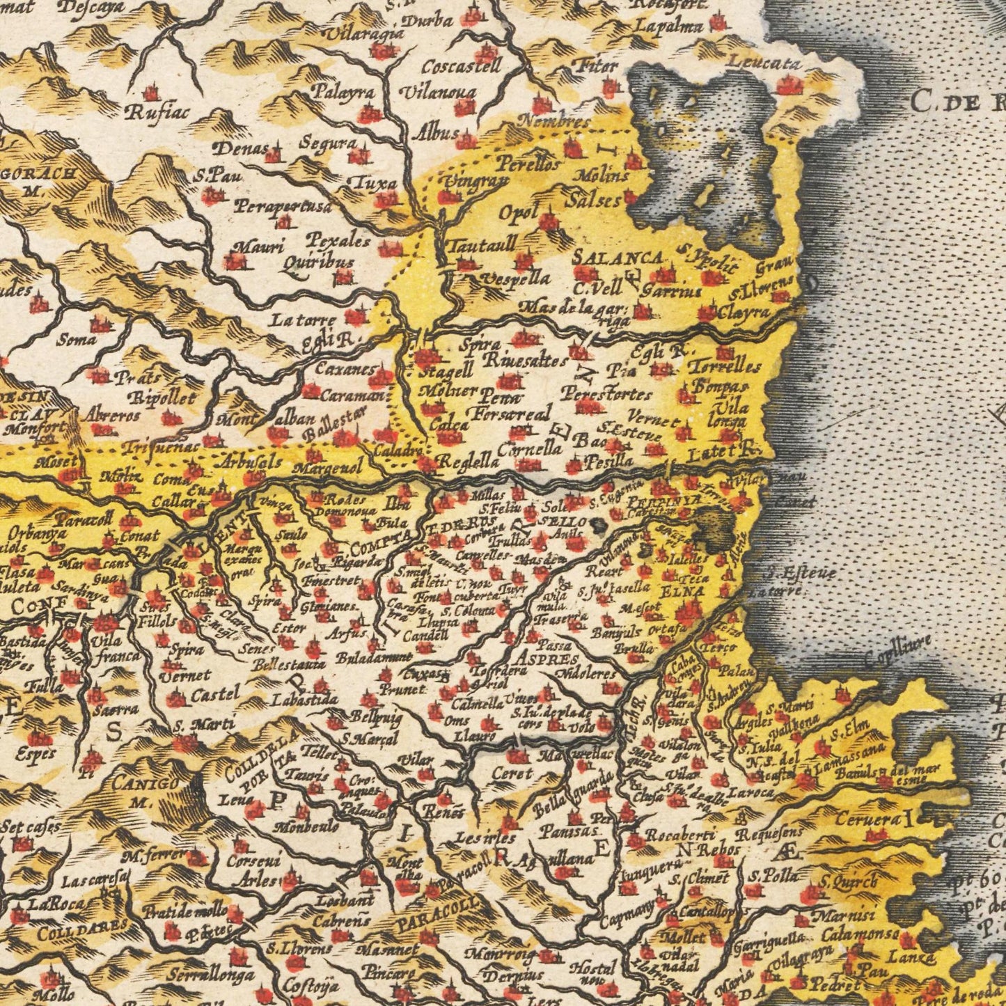Historische Landkarte Katalonien um 1609