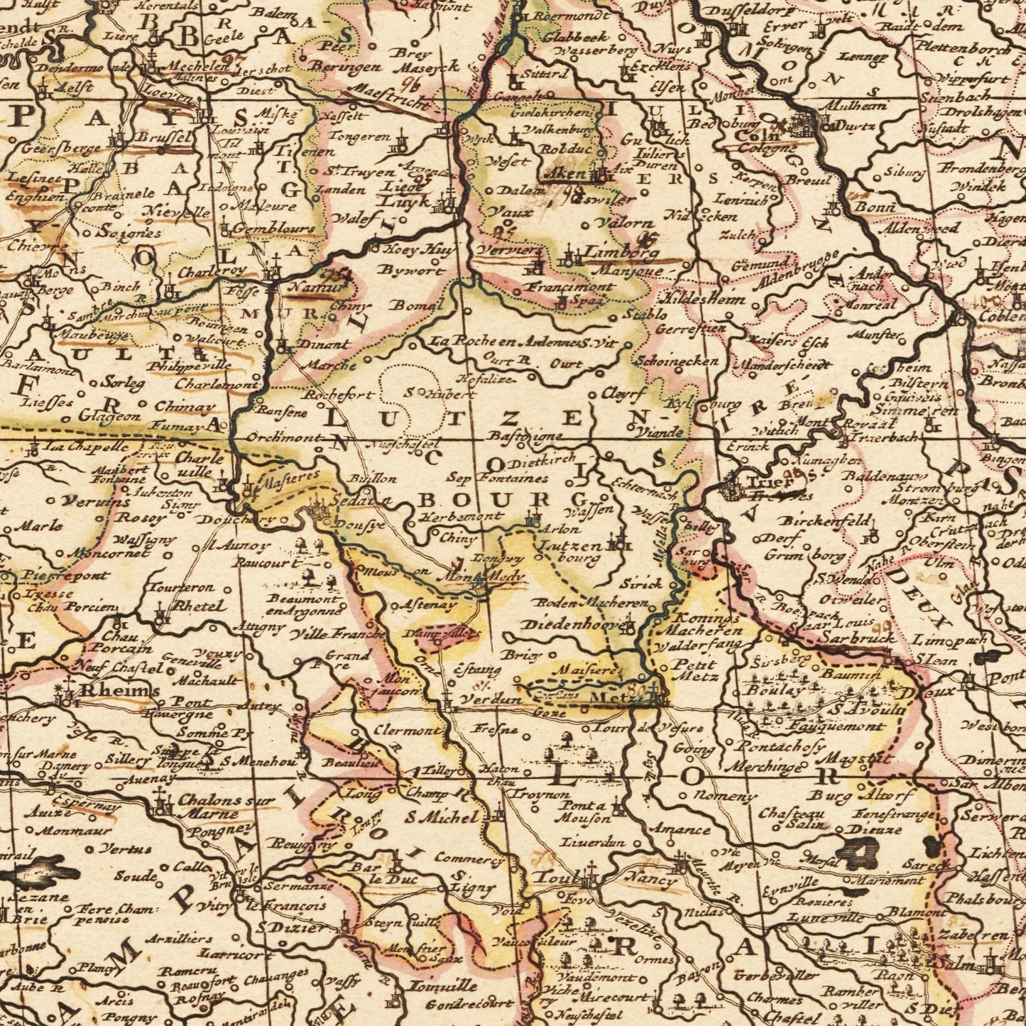 Historische Landkarte Frankreich um 1698