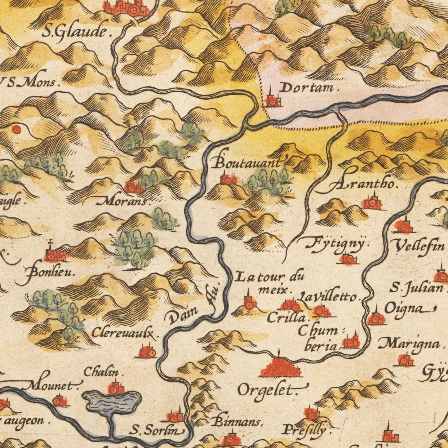 Historische Landkarte Burgund um 1609