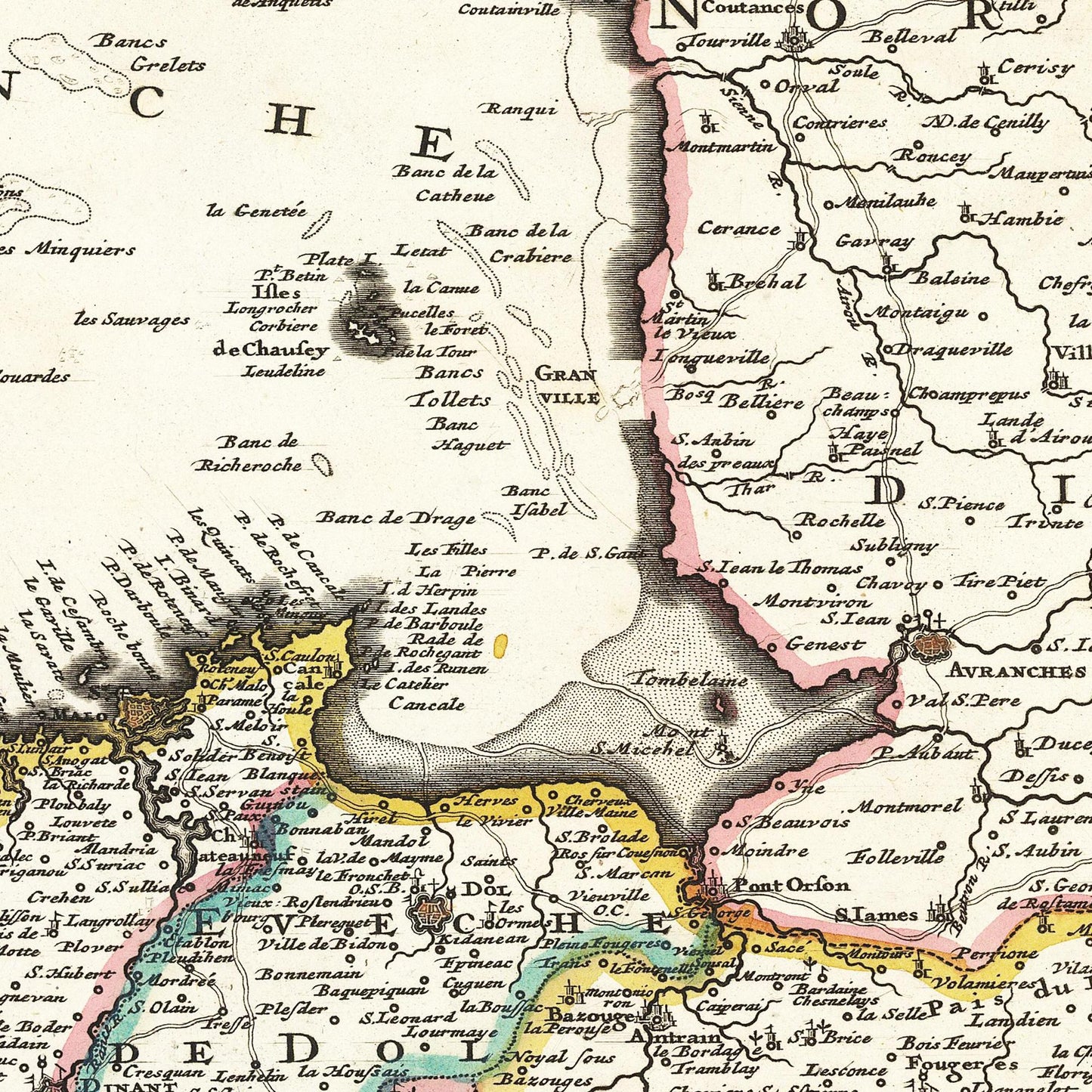 Historische Landkarte Bretagne um 1698