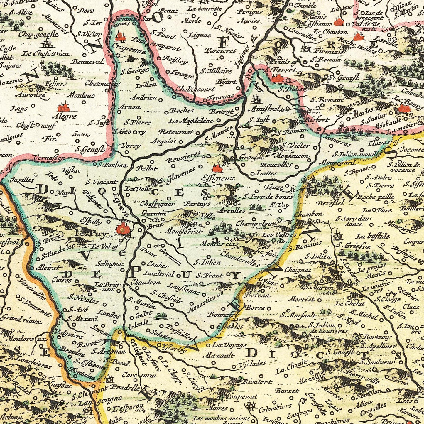 Historische Landkarte Languedoc um 1721