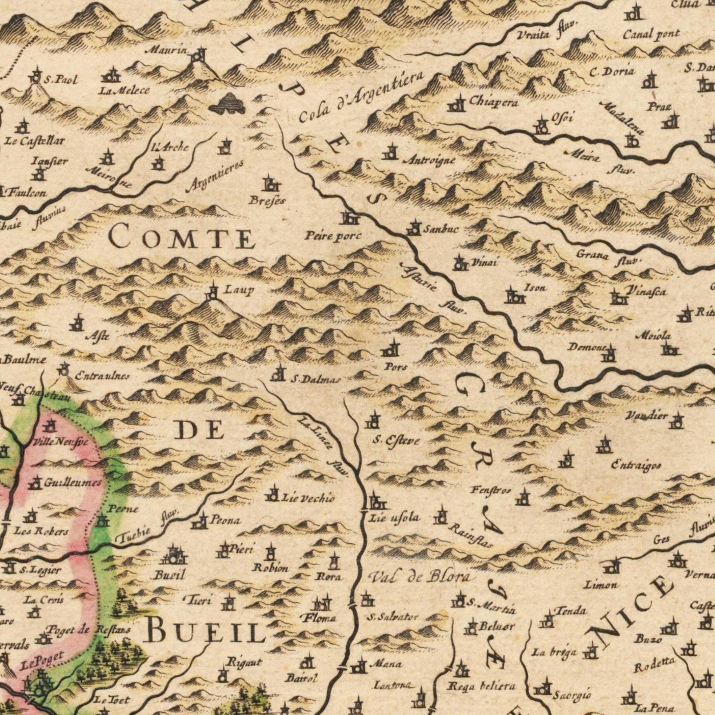 Historische Landkarte Provence um 1635