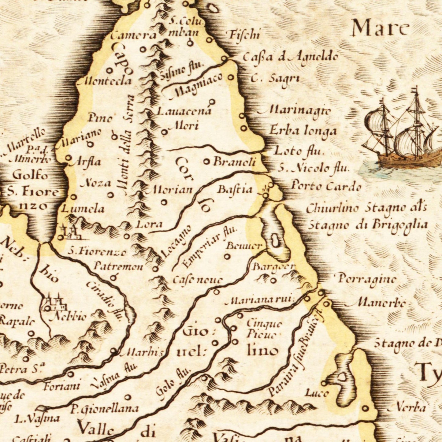Historische Landkarte Korsika um 1650
