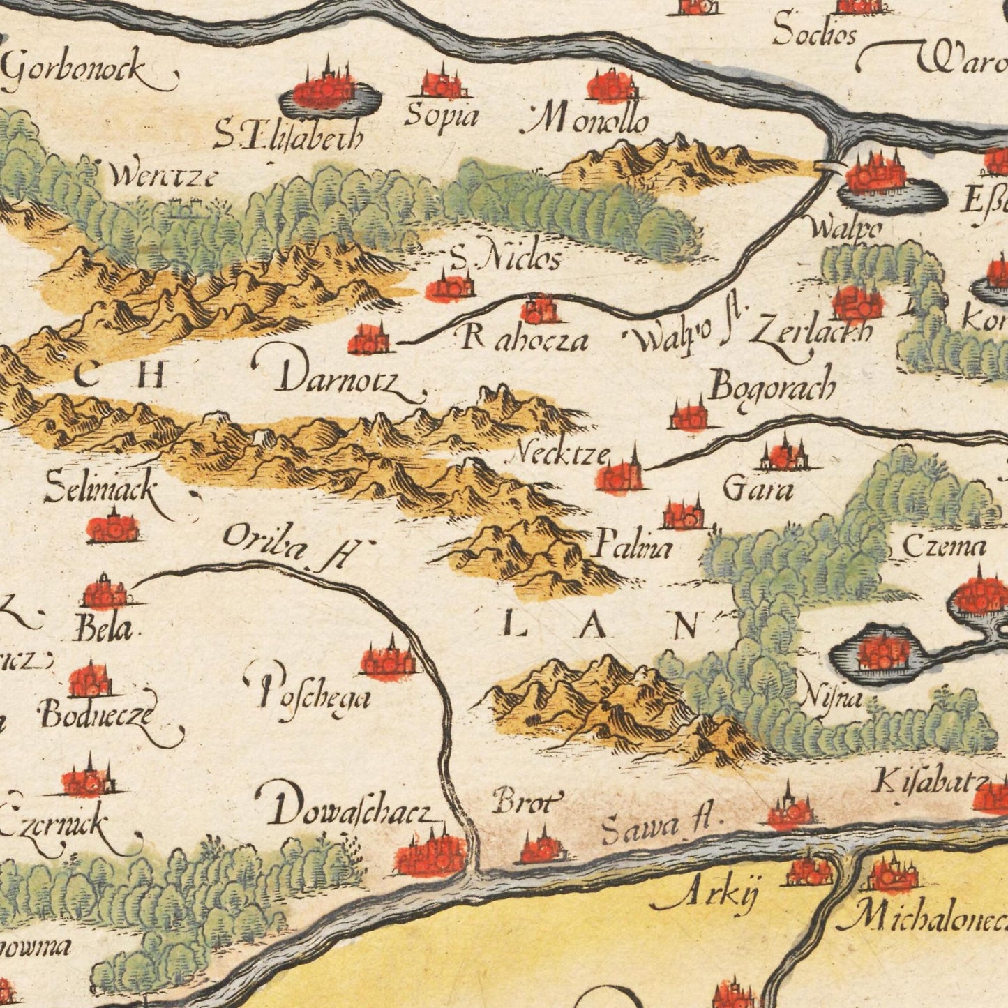 Historische Landkarte Kroatien um 1609