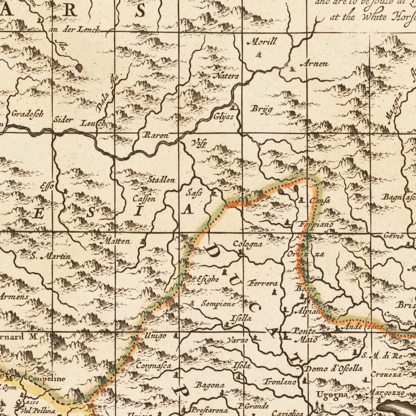 Historische Landkarte Piemont um 1698