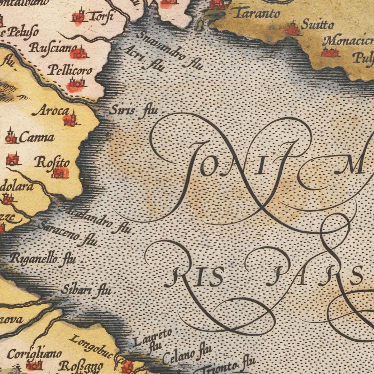 Historische Landkarte Kalabrien um 1609