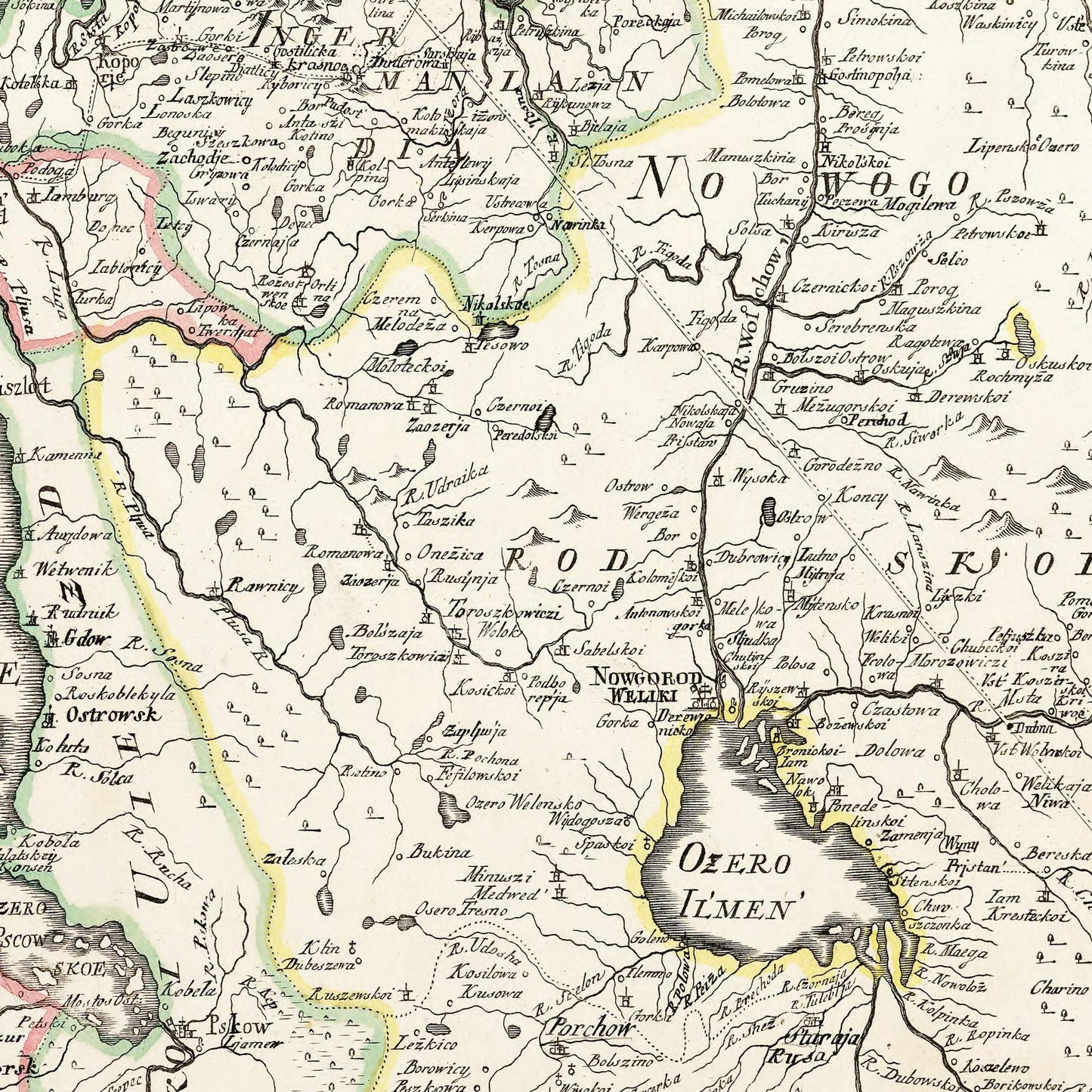 Historische Landkarte Lettland & Estland um 1745