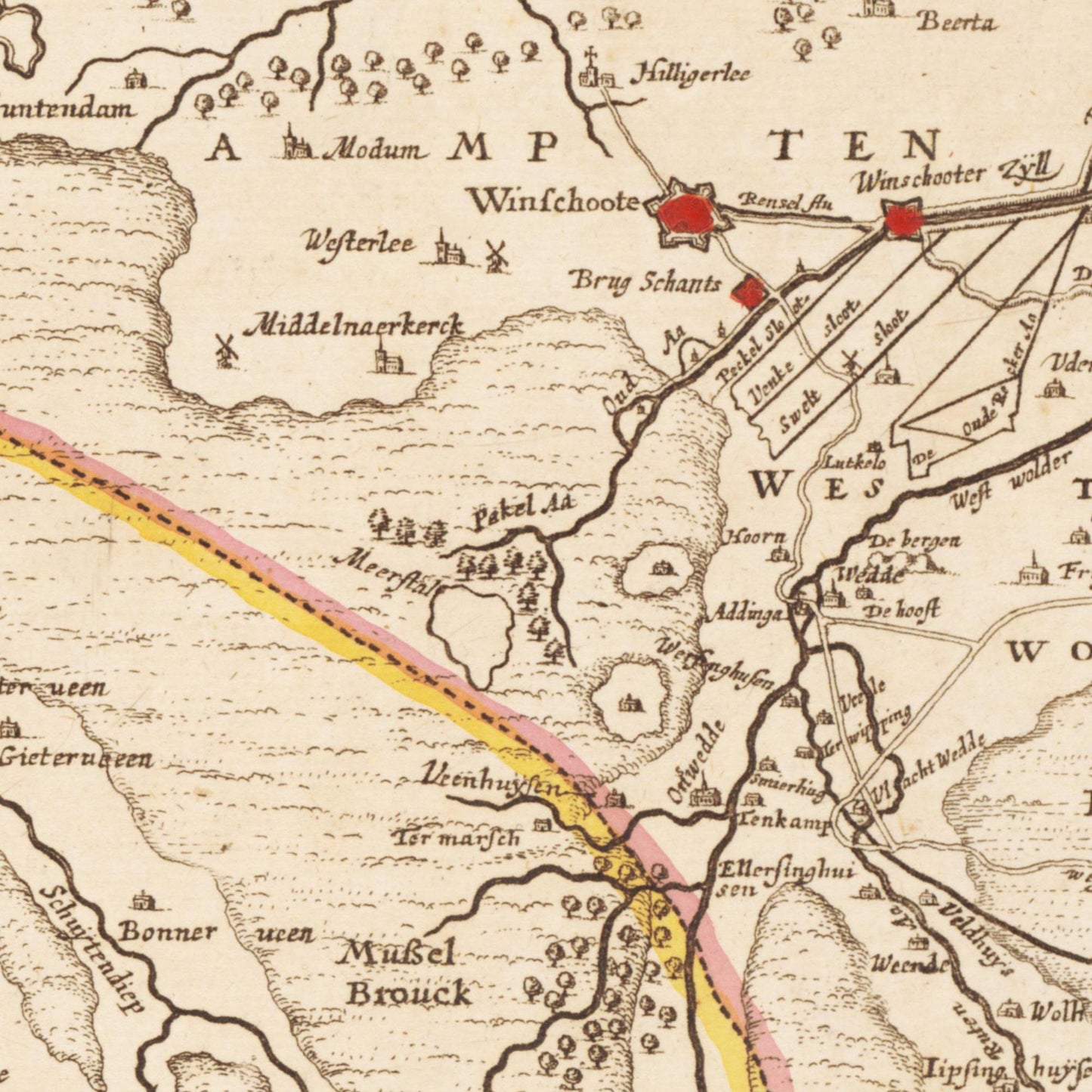 Historische Landkarte Provinz Drenthe um 1775