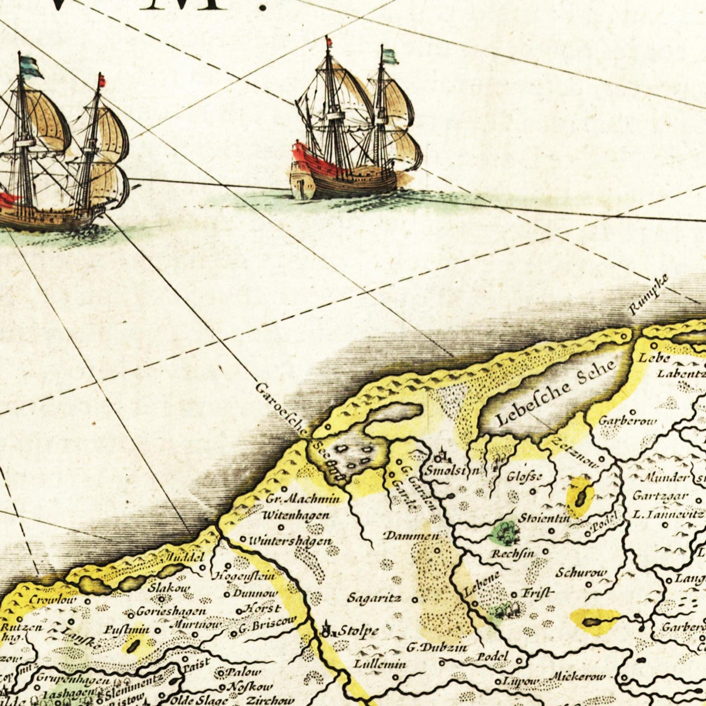 Historische Landkarte Pommern um 1647