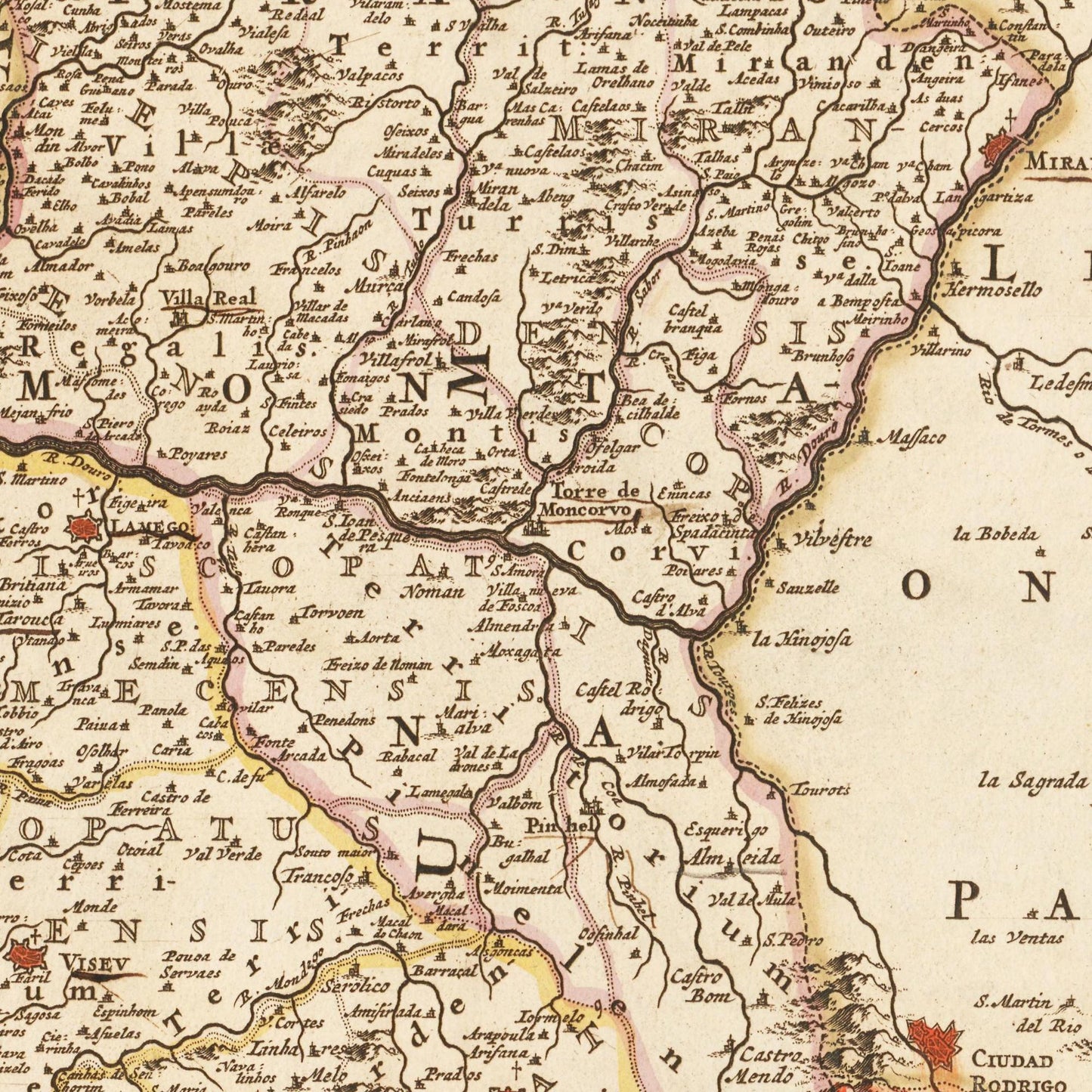 Historische Landkarte Portugal um 1698