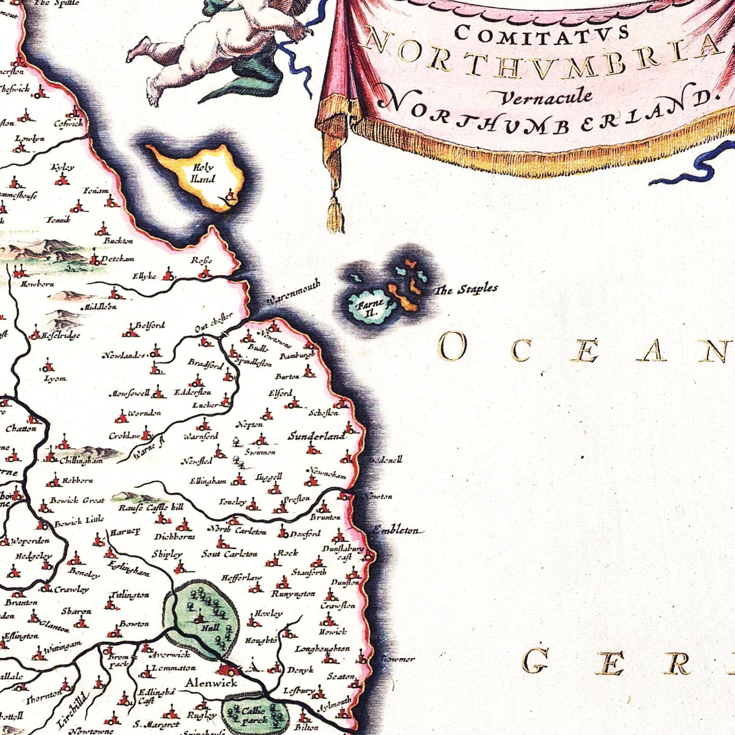 Historische Landkarte Northumberland um 1646