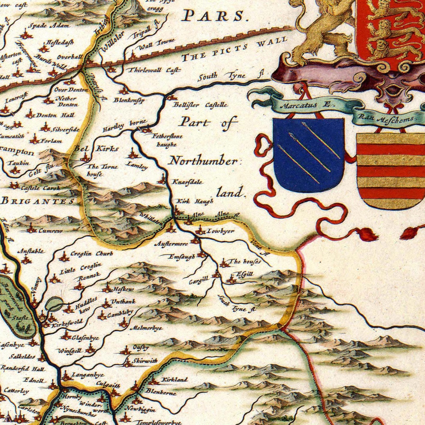 Historische Landkarte Cumbria um 1646