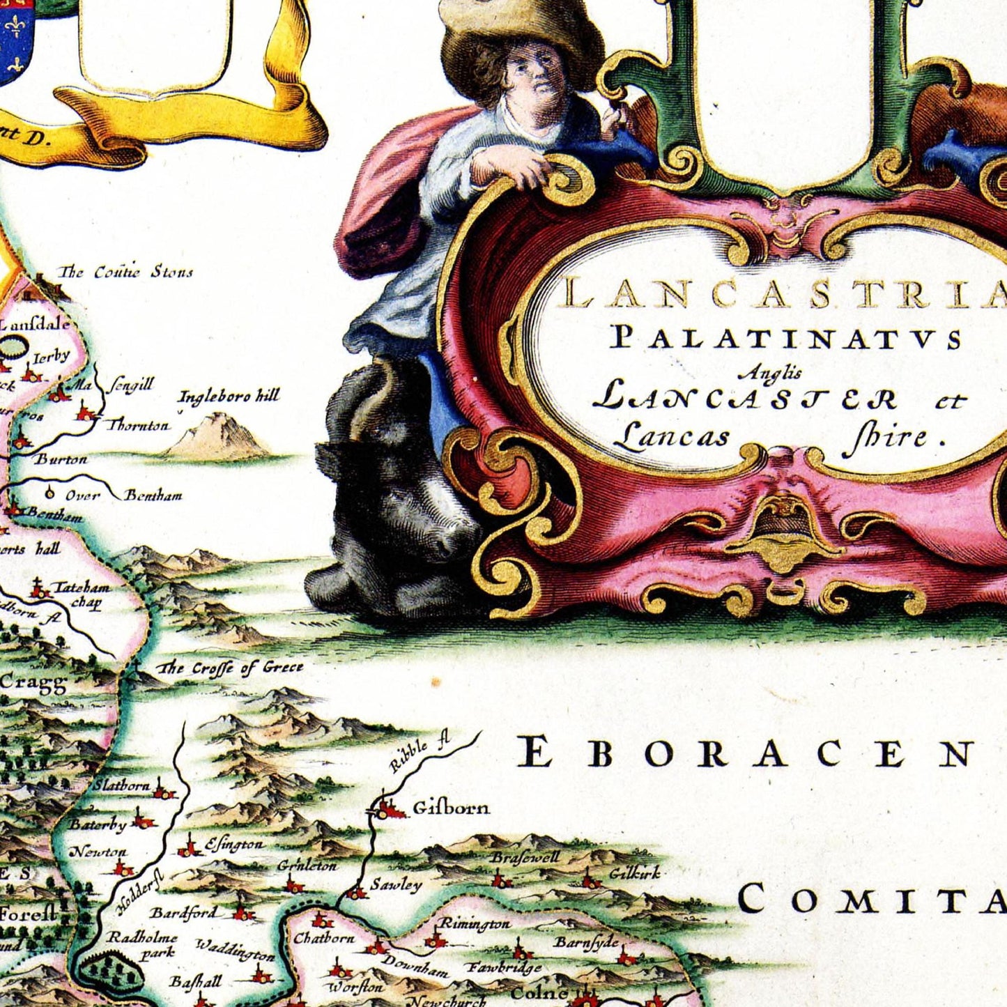 Historische Landkarte Lancashire um 1646
