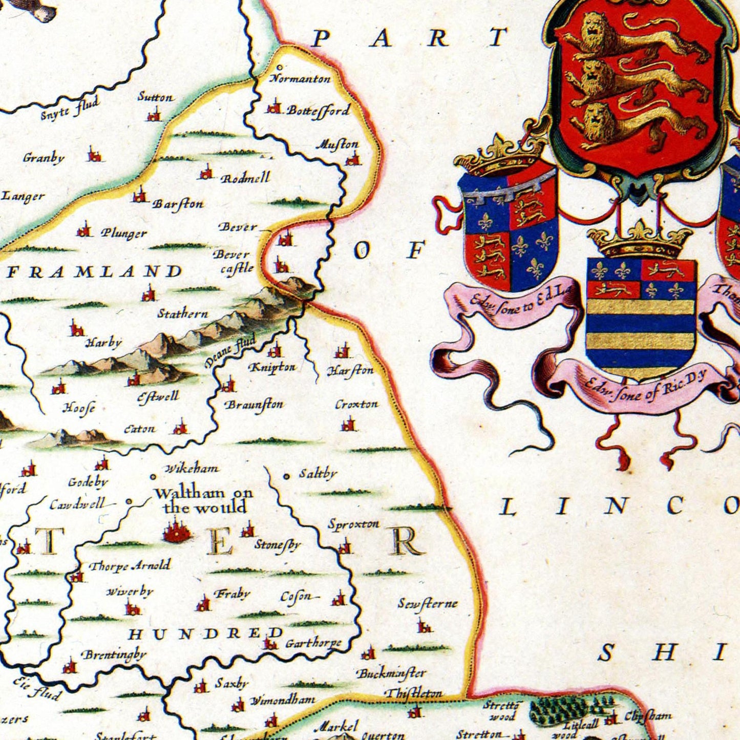 Historische Landkarte Leicestershire um 1646
