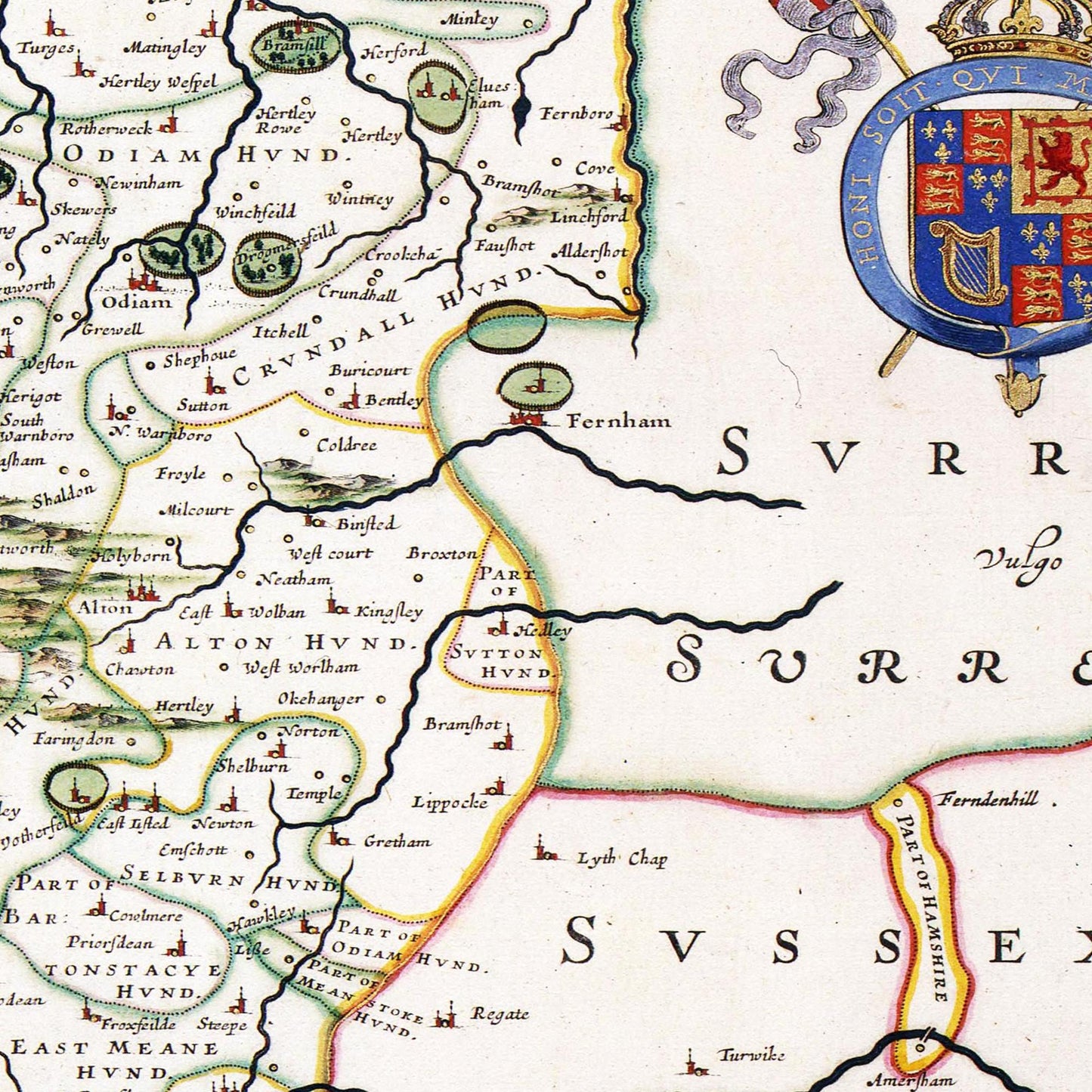 Historische Landkarte Hampshire um 1646