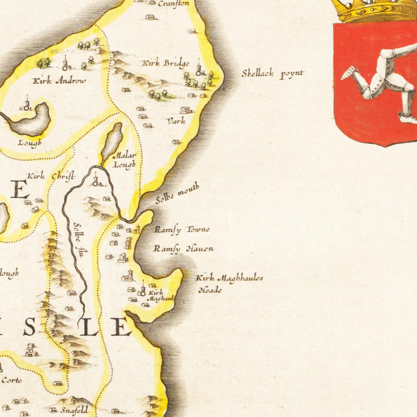 Historische Landkarte Isle of Man um 1635