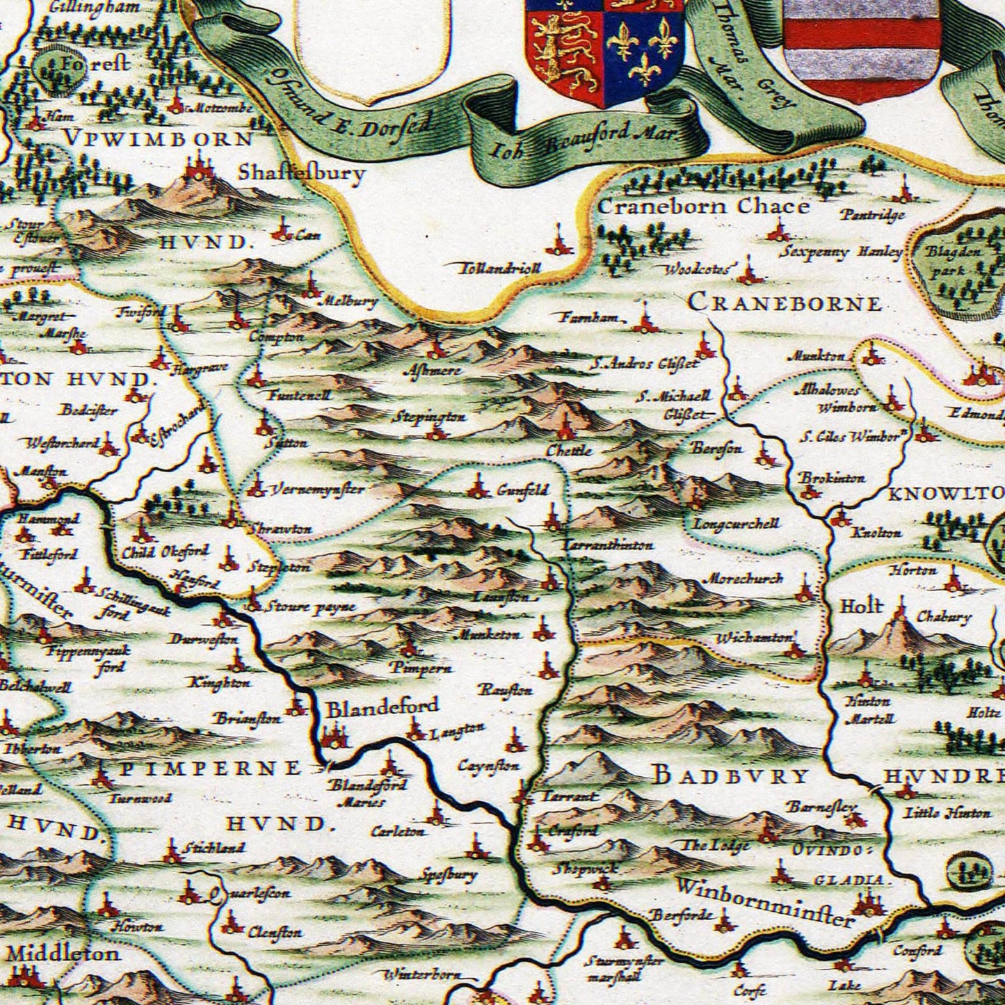 Historische Landkarte Dorset um 1646