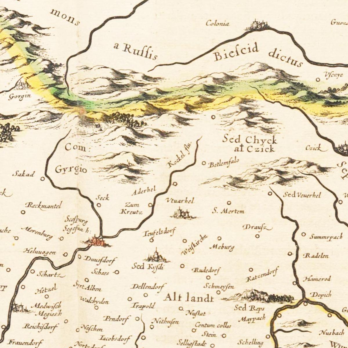Historische Landkarte Siebenbürgen um 1635