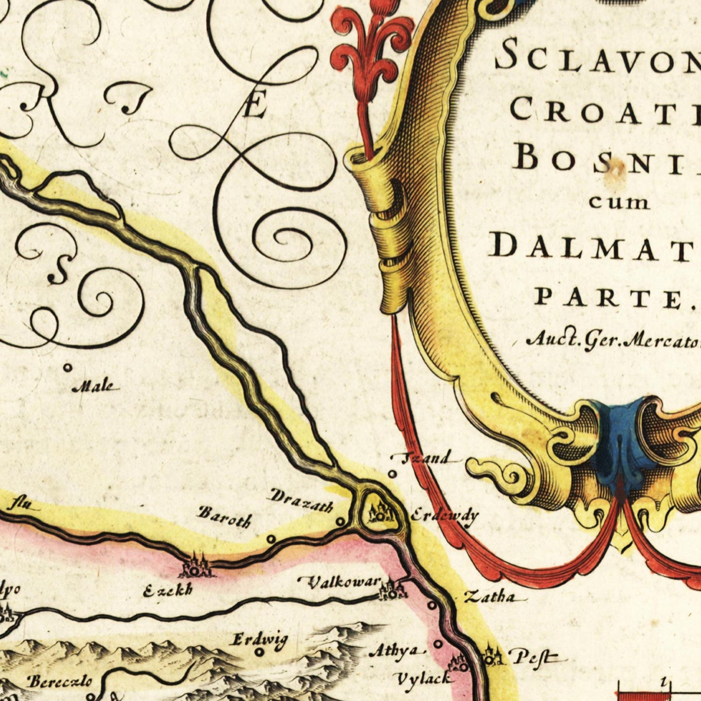 Historische Landkarte Bosnien um 1647