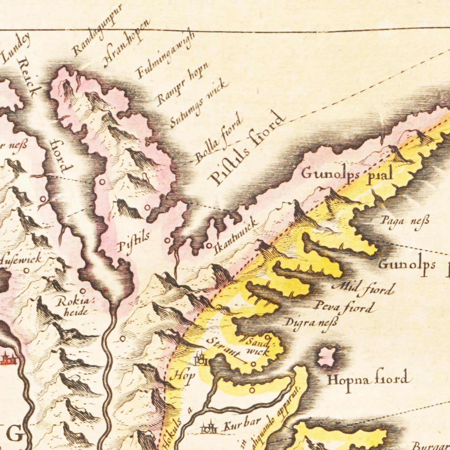 Historische Landkarte Island um 1635
