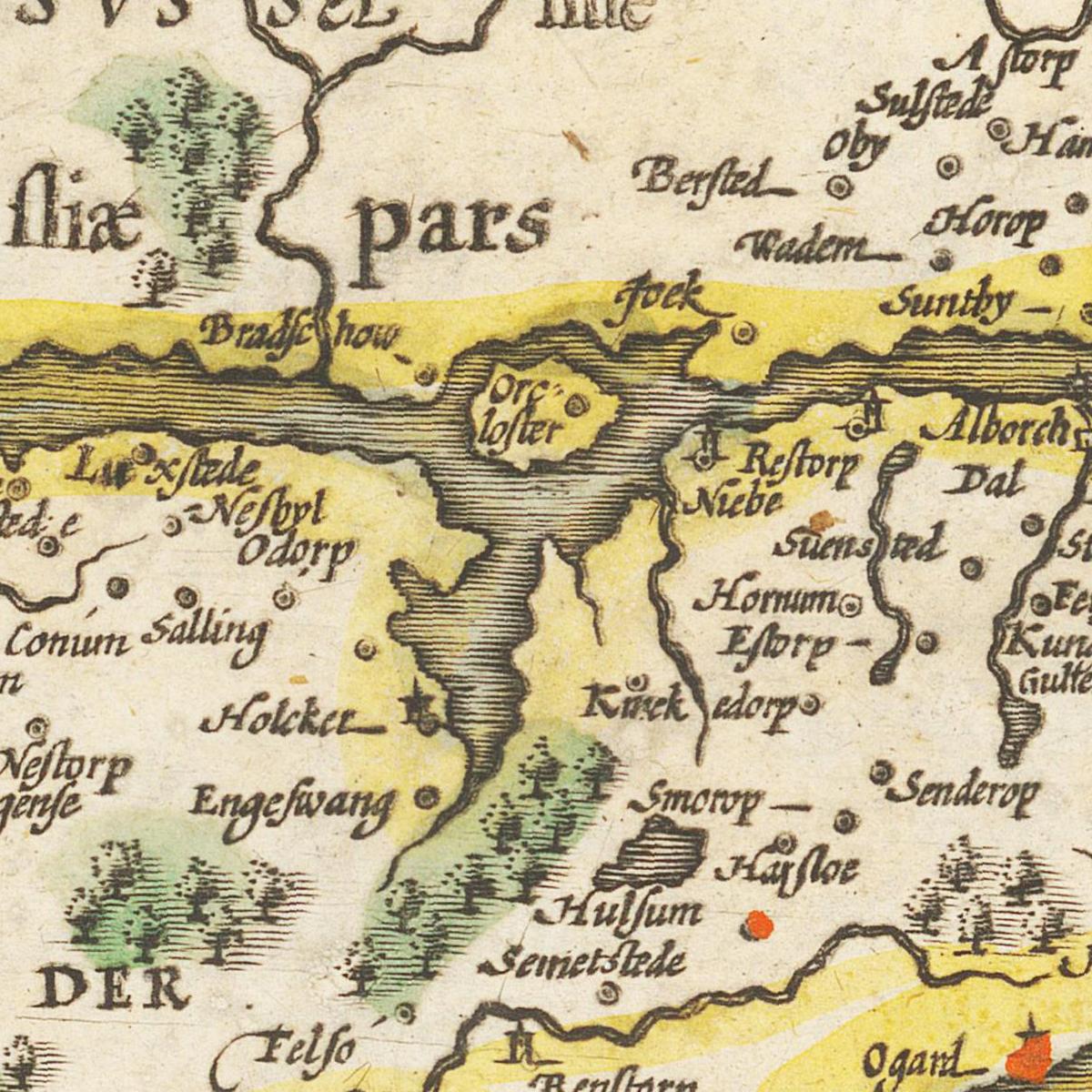 Historische Landkarte Midjutland um 1609