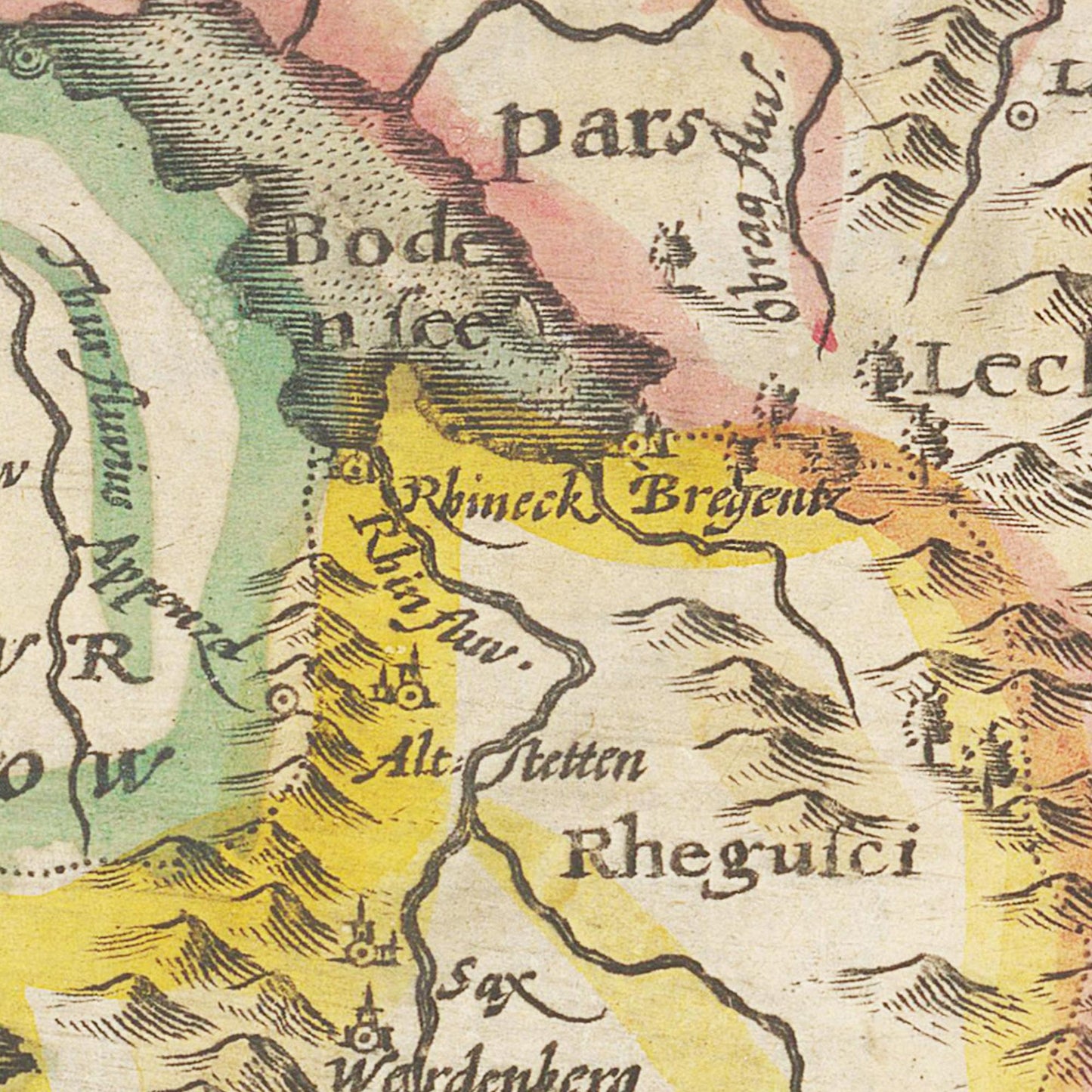 Historische Landkarte Schweiz um 1609