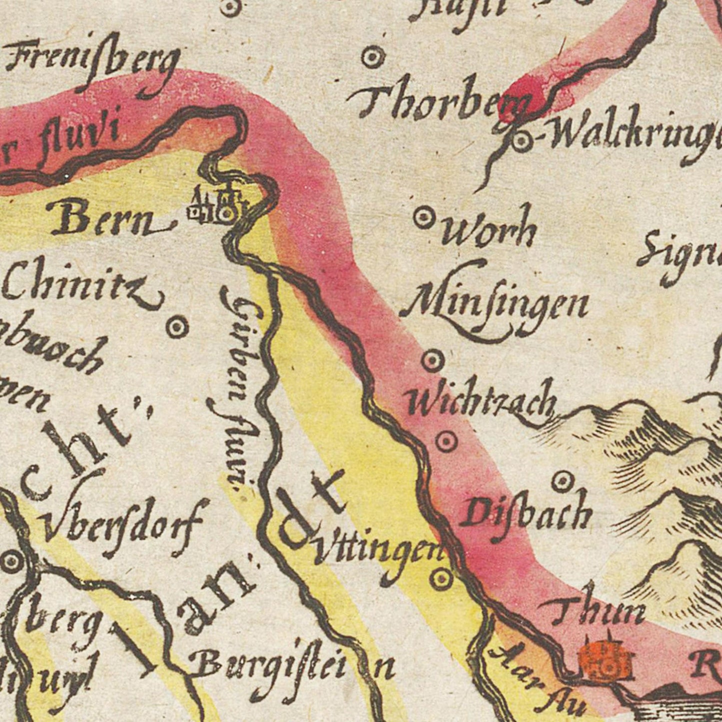 Historische Landkarte Wiflisburgergau um 1609