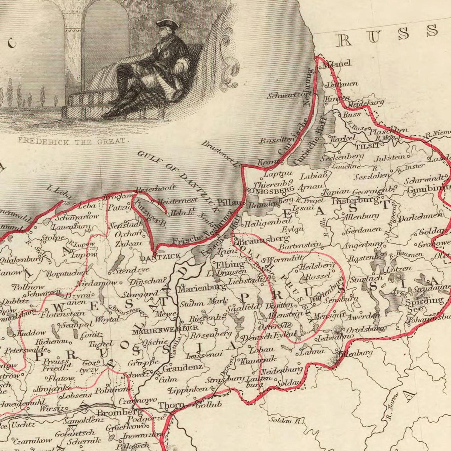 Historische Landkarte Preußen um 1850