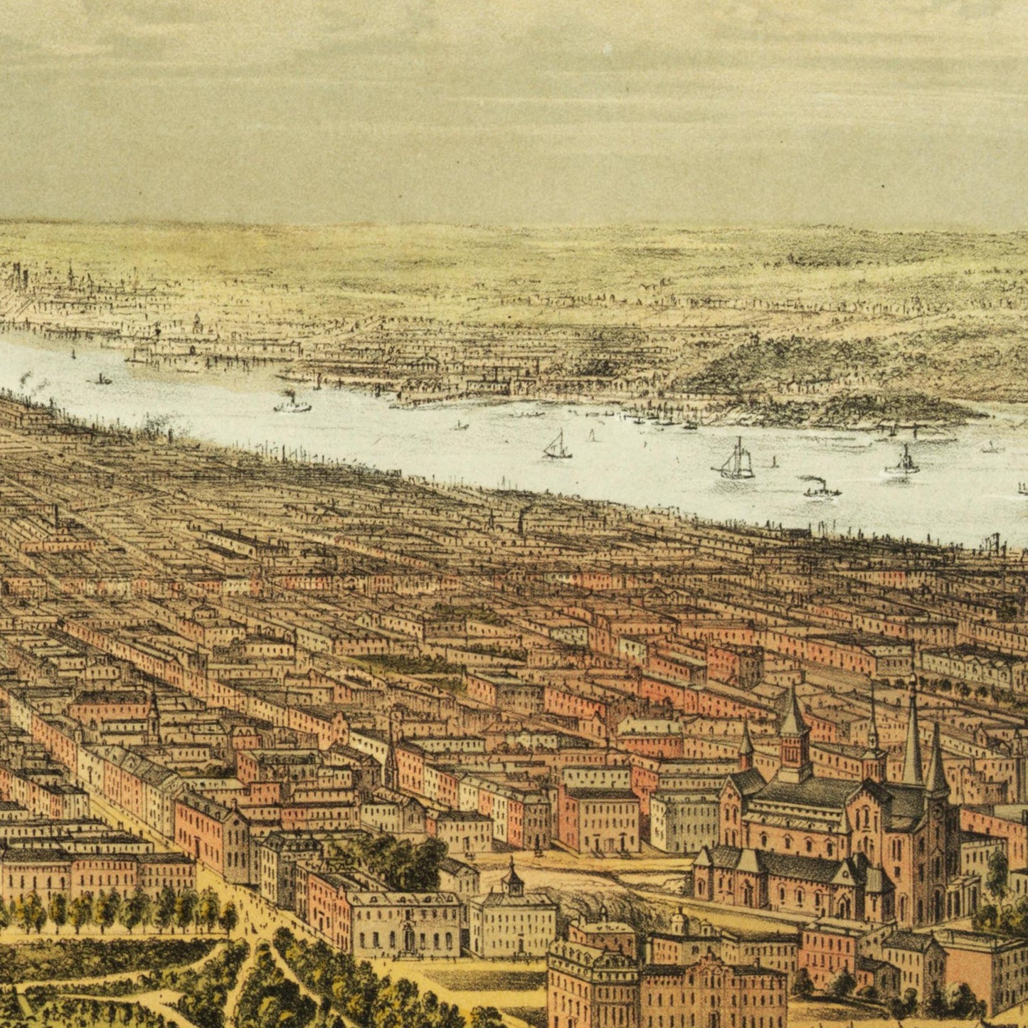 Historische Stadtansicht New York City von Norden um 1873