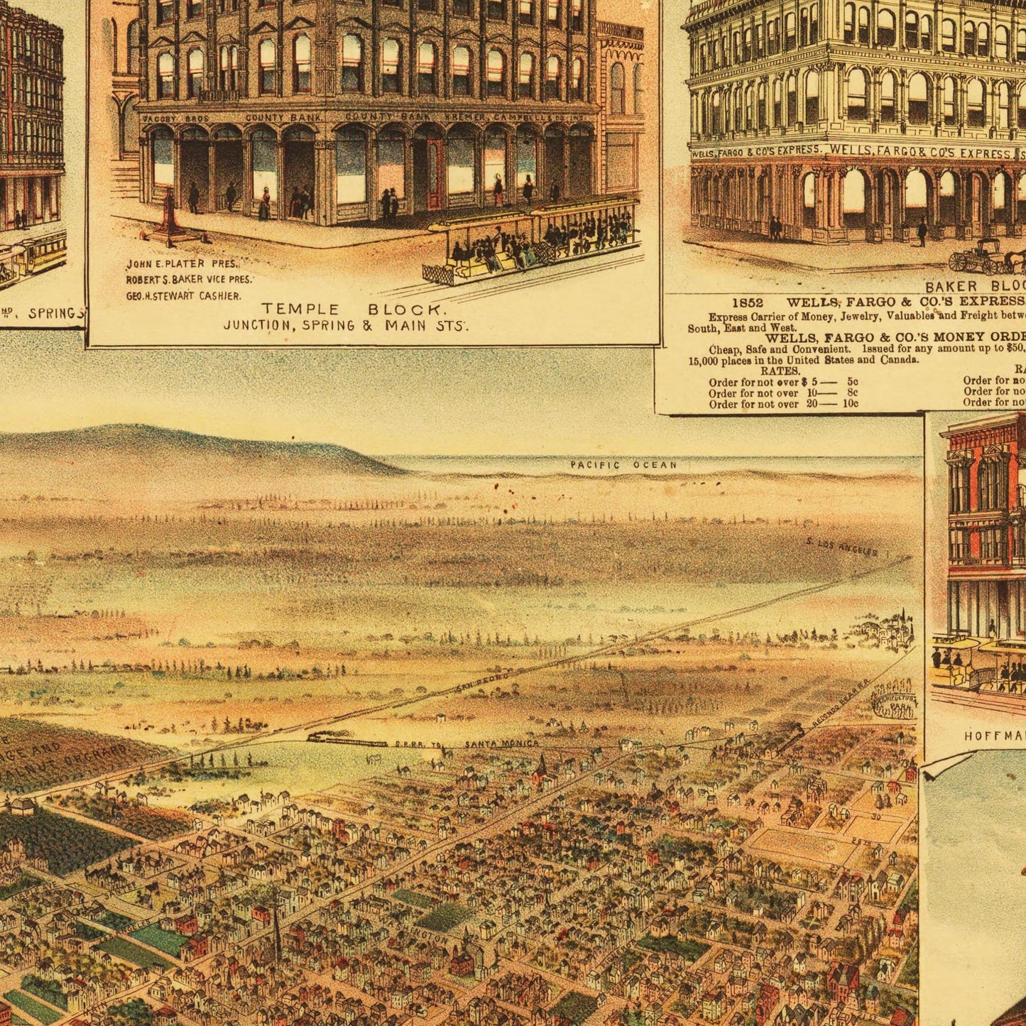 Historische Stadtansicht Los Angeles um 1891