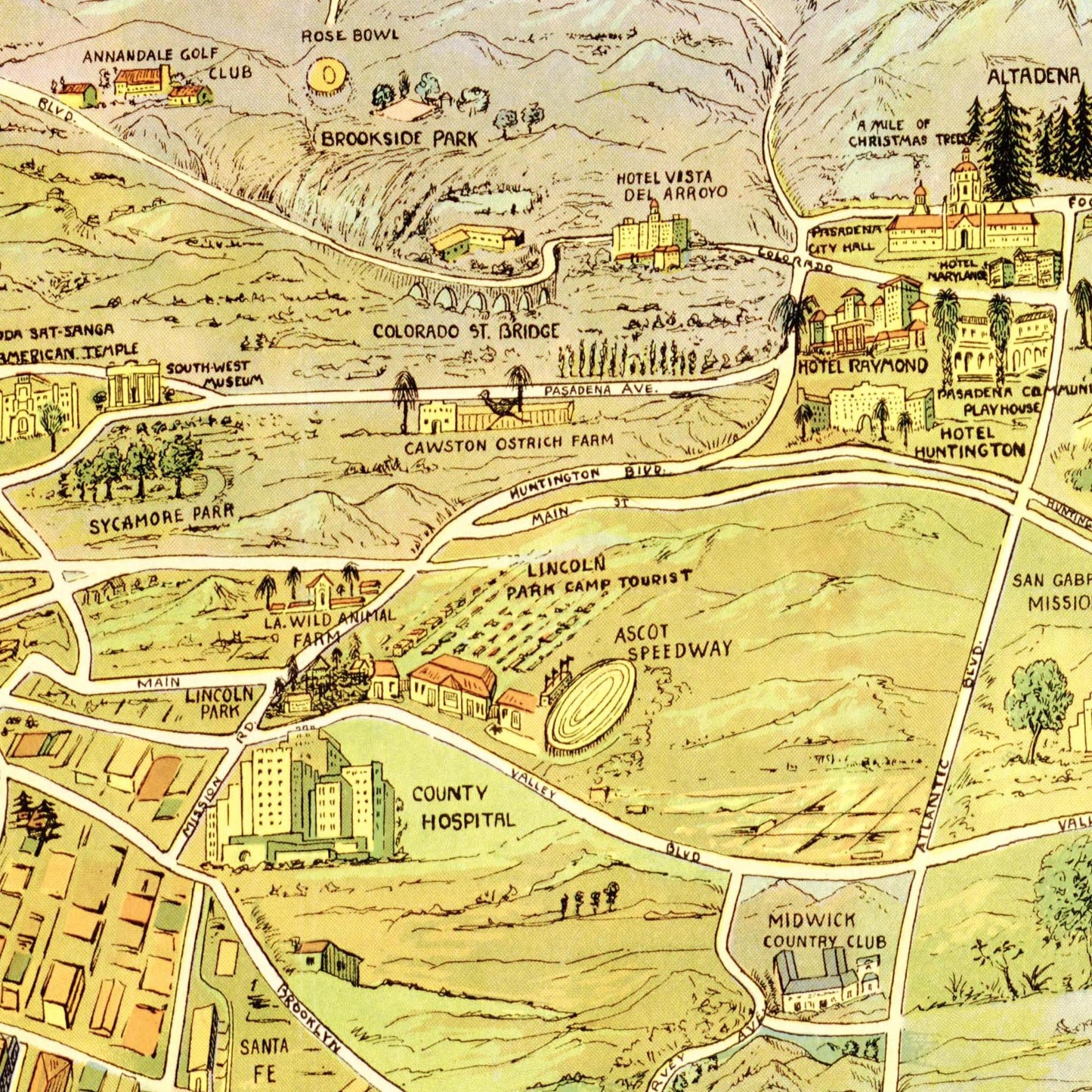 Historische Stadtansicht Greater Los Angeles um 1932