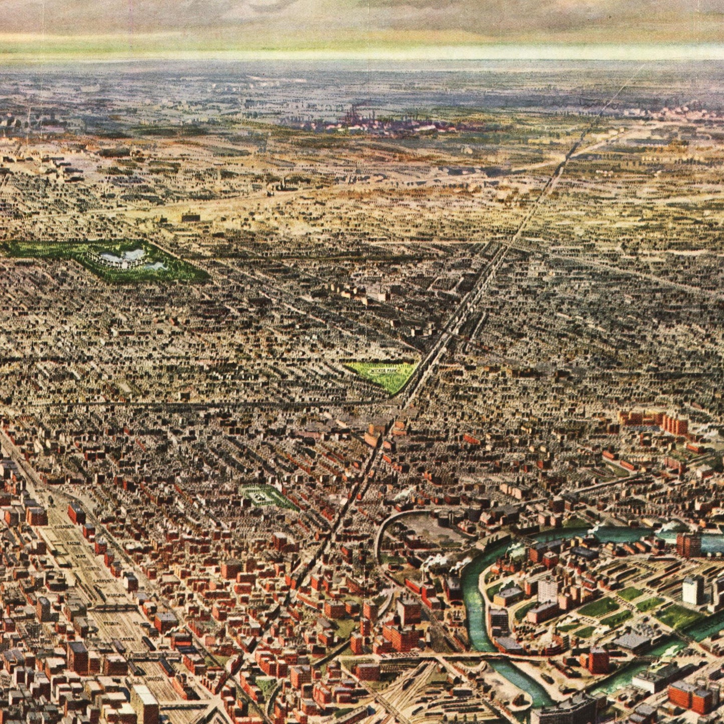 Historische Stadtansicht Chicago um 1918