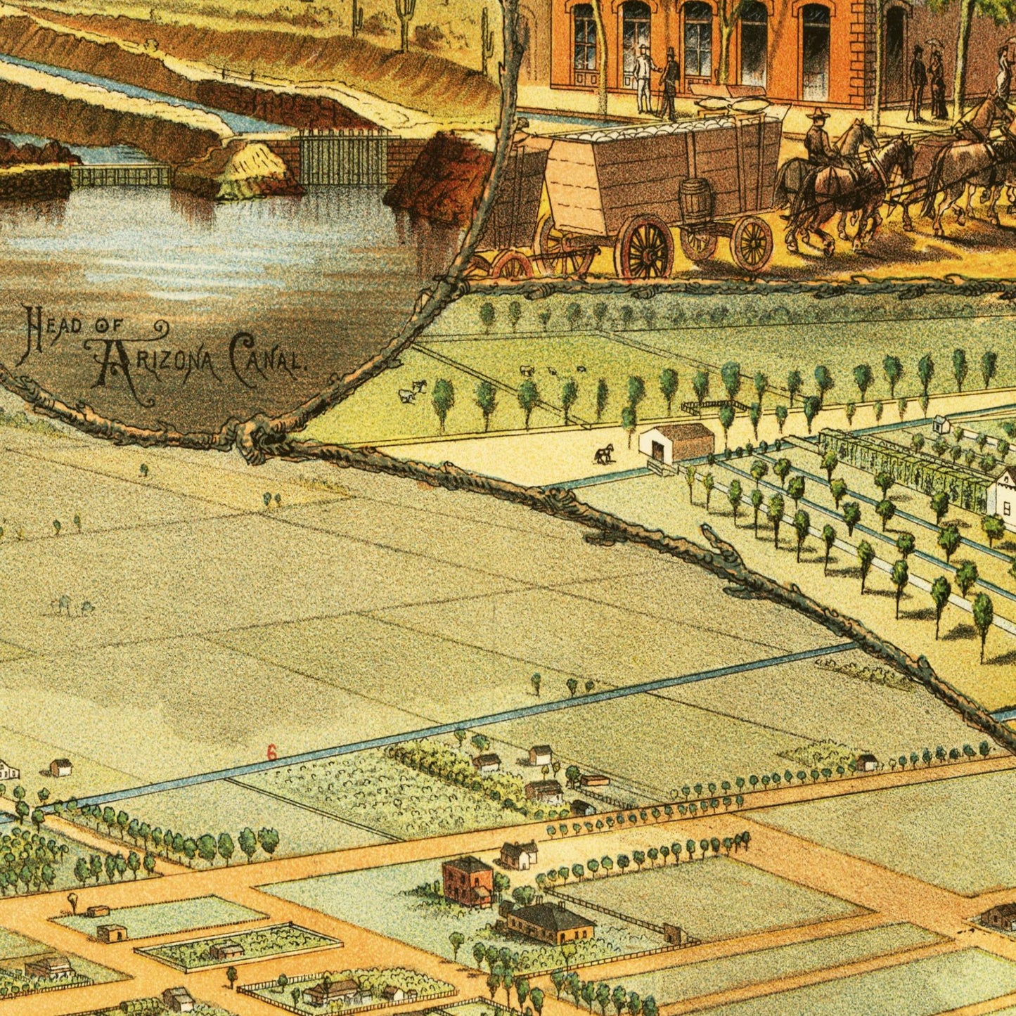 Historische Stadtansicht Phoenix um 1885
