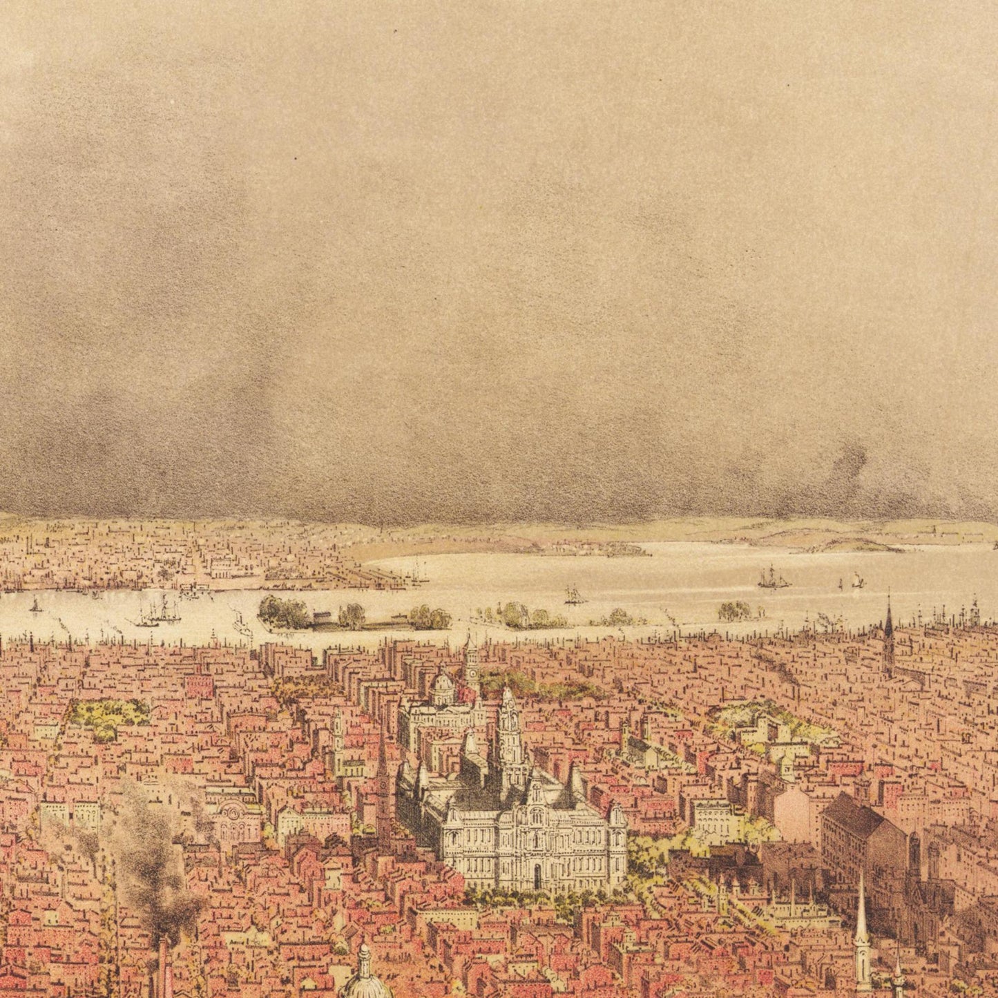 Historische Stadtansicht Philadelphia um 1875
