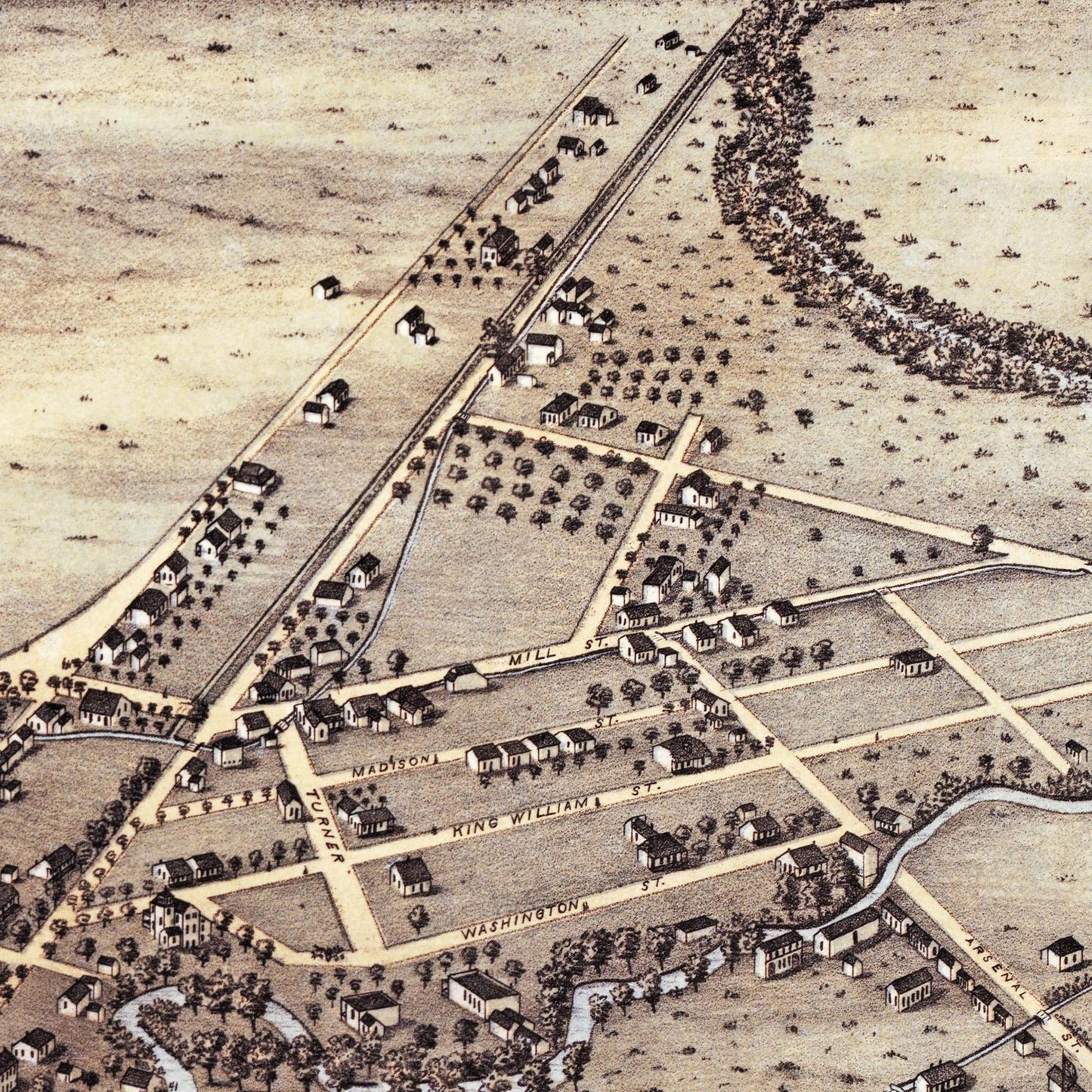Historische Stadtansicht San Antonio um 1873