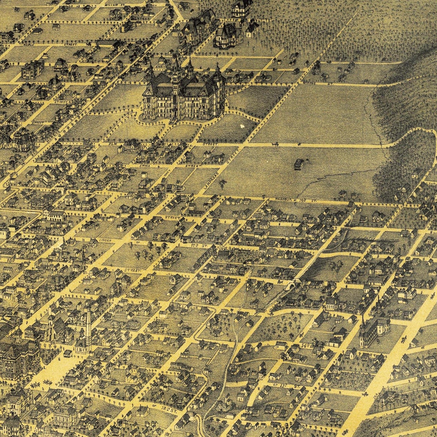 Historische Stadtansicht Austin um 1887