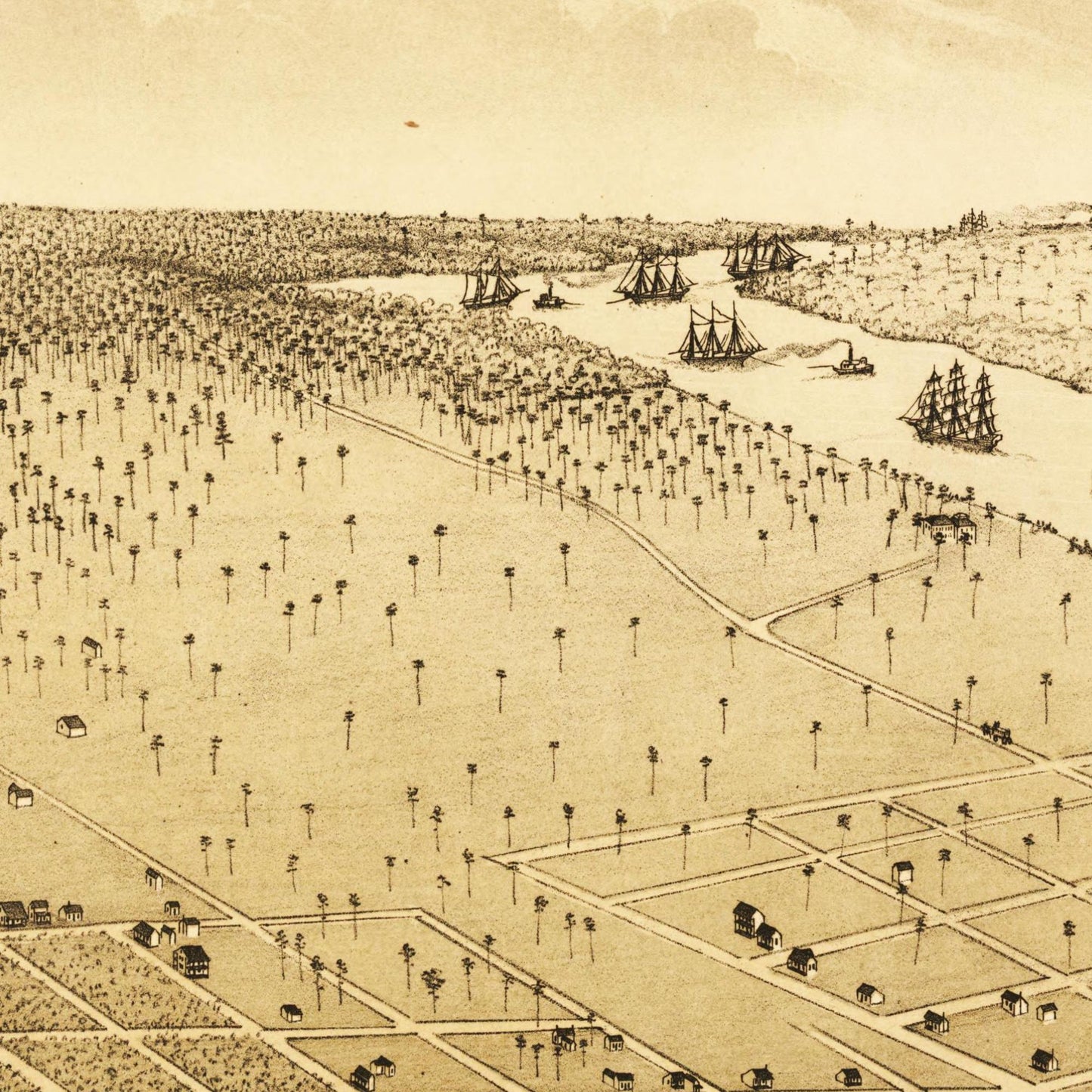 Historische Stadtansicht Jacksonville um 1876