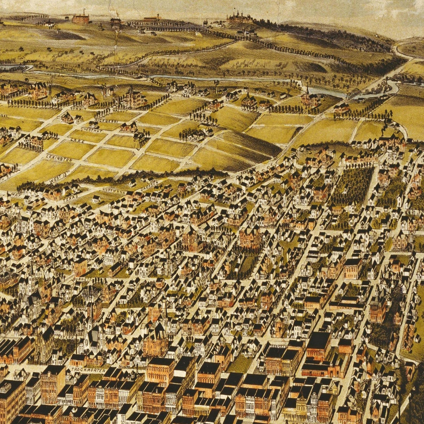 Historische Stadtansicht Fort Worth um 1891