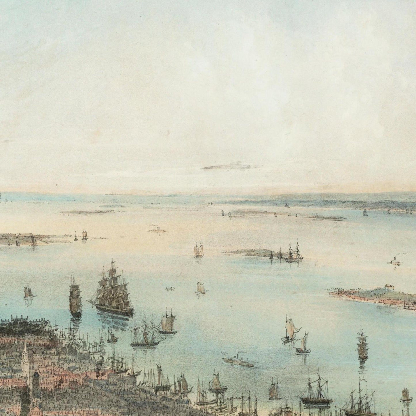 Historische Stadtansicht Boston um 1850
