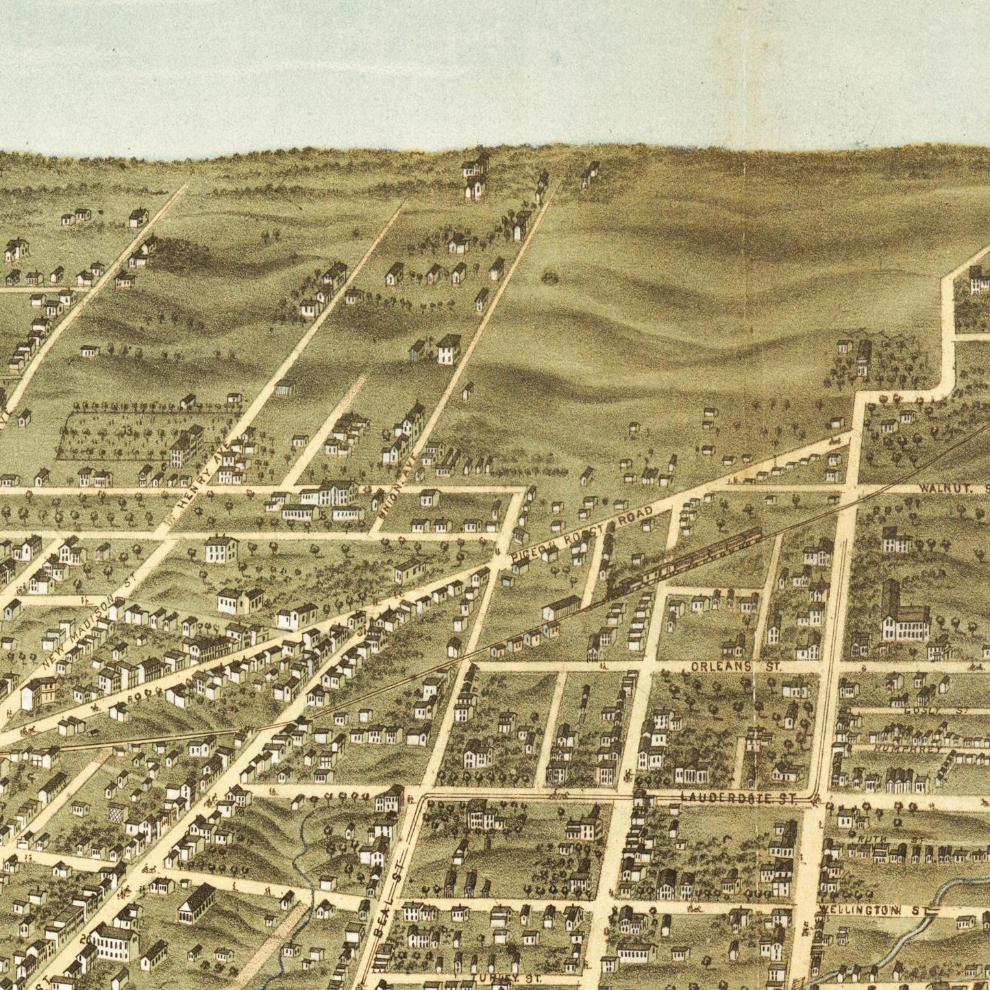 Historische Stadtansicht Memphis um 1870