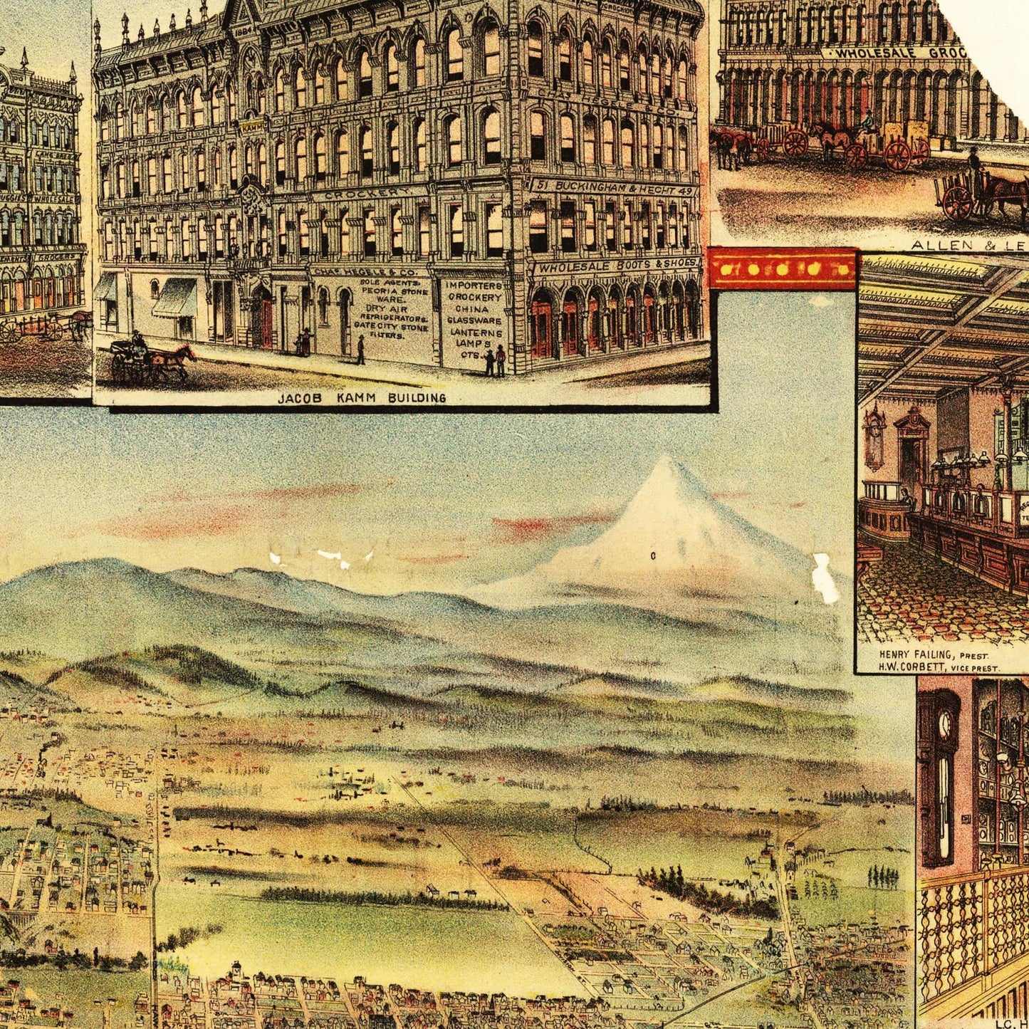 Historische Stadtansicht Portland um 1890