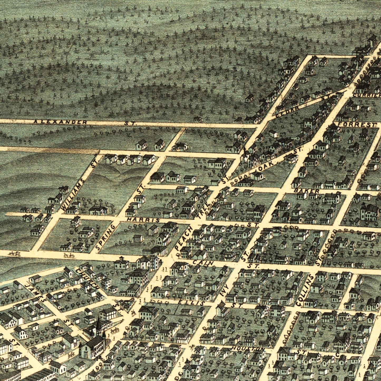 Historische Stadtansicht Atlanta um 1871