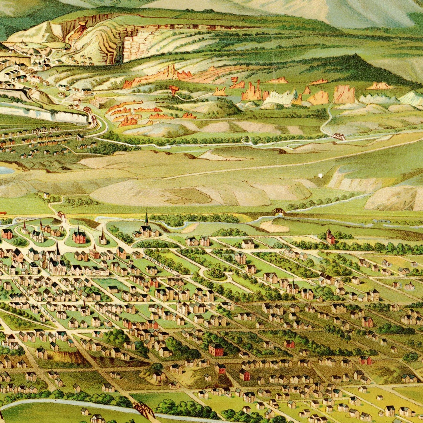 Historische Stadtansicht Colorado Springs um 1890