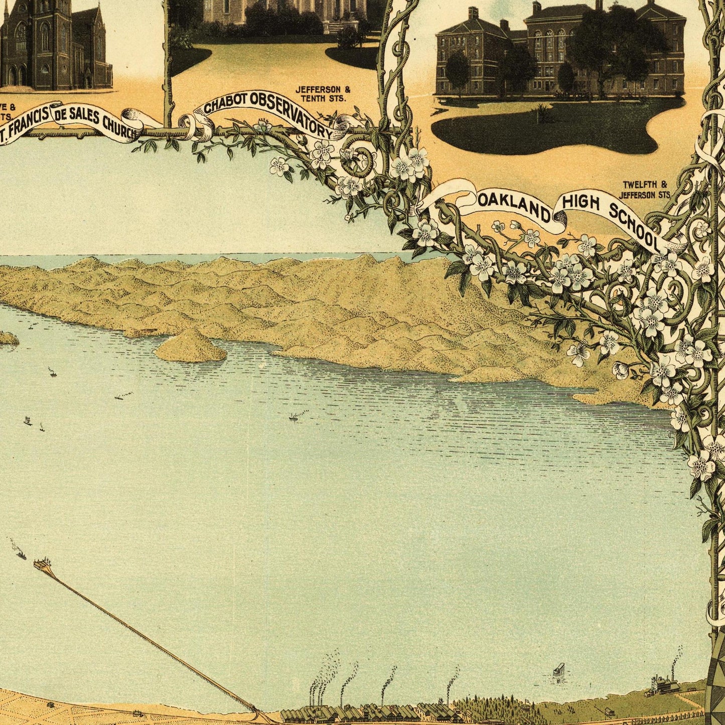 Historische Stadtansicht Oakland um 1900