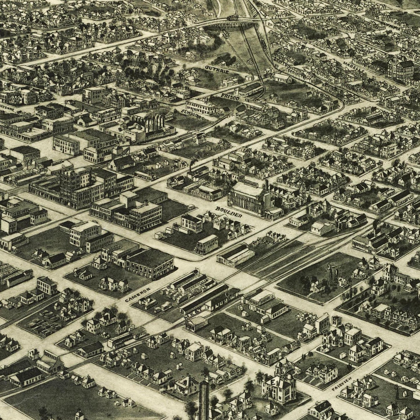 Historische Stadtansicht Tulsa um 1918