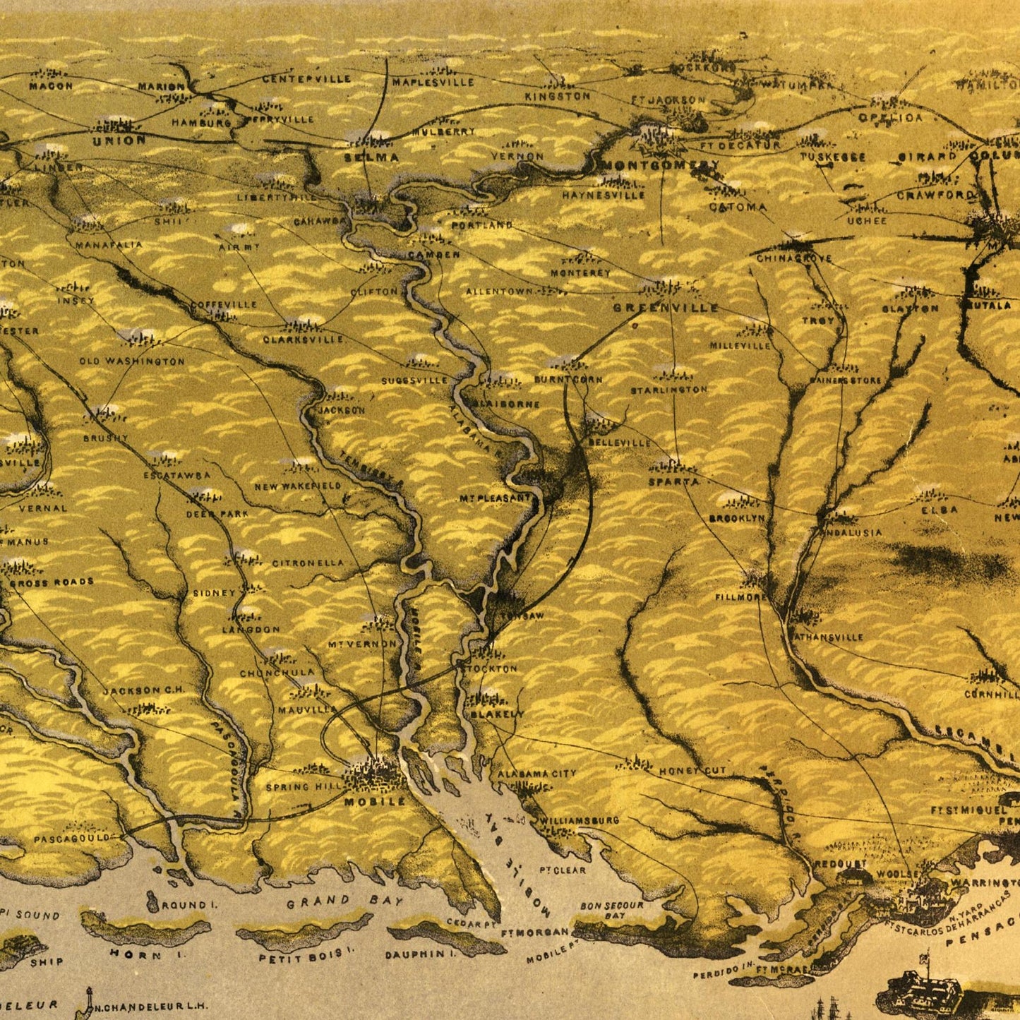 Historische Stadtansicht New Orleans um 1861