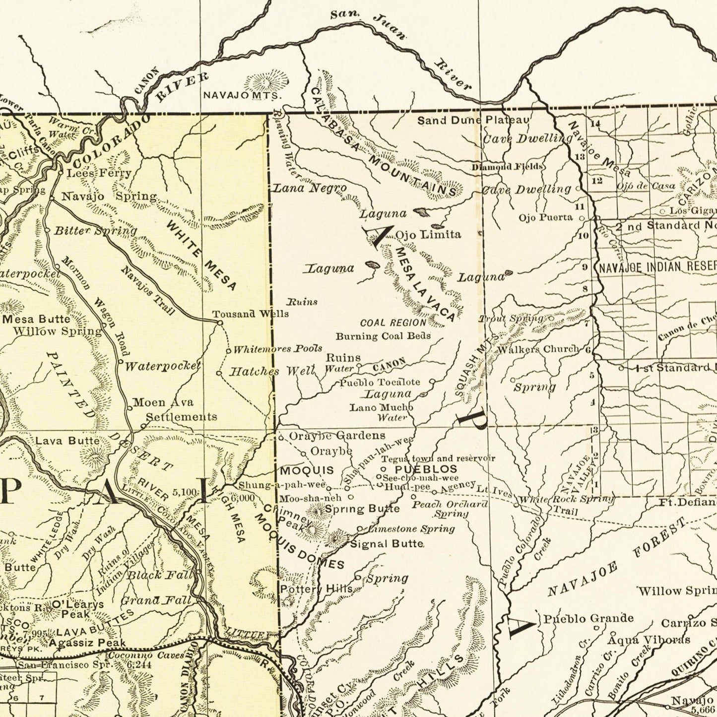 Historische Landkarte Arizona um 1882