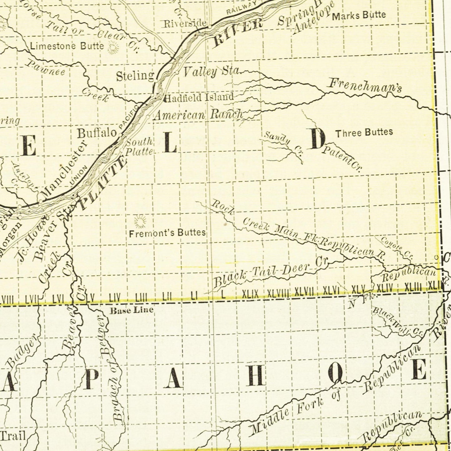 Historische Landkarte Colorado um 1882
