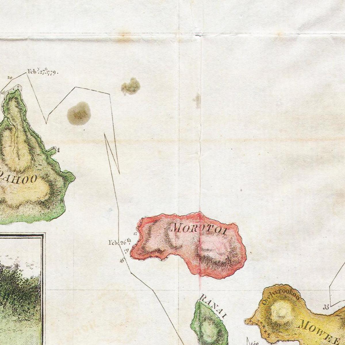 Historische Landkarte Hawaii um 1785